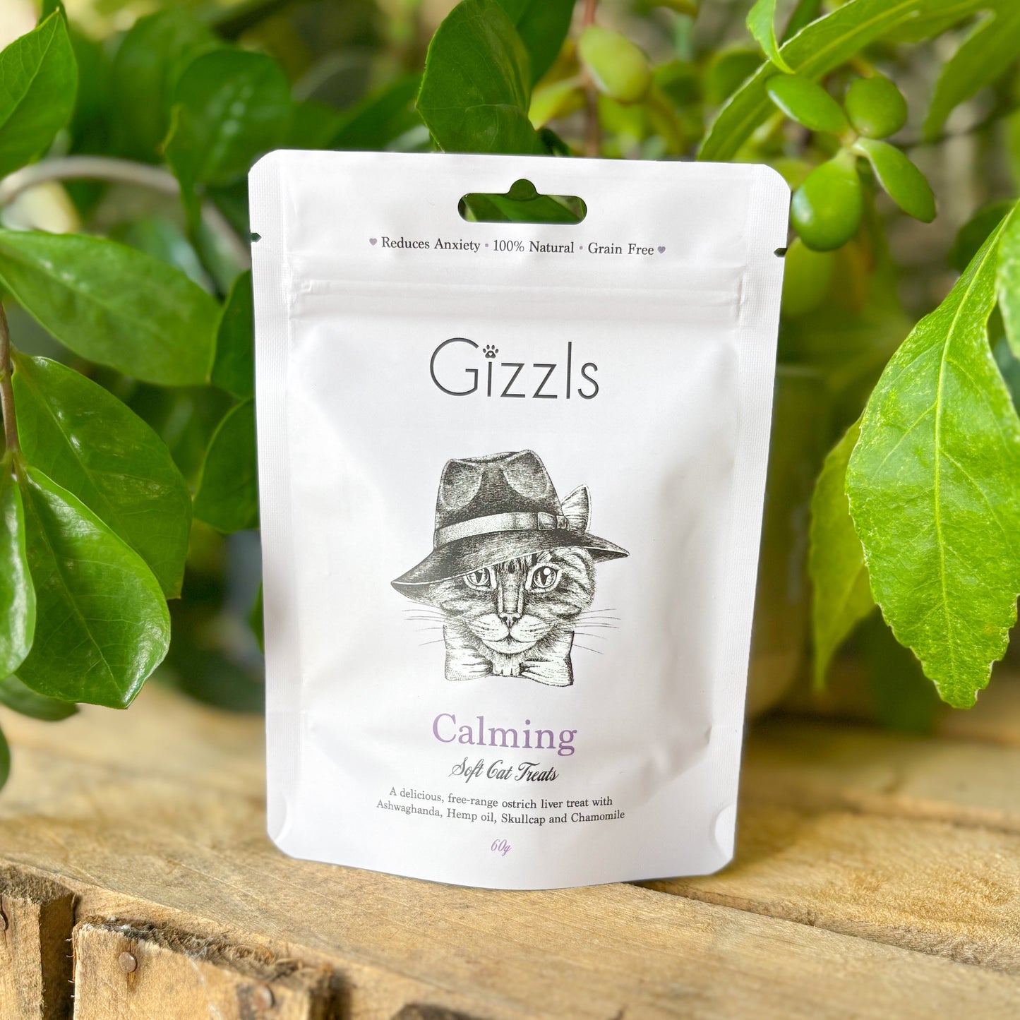 😺 Gizzls Calming Soft Cat Treats | Ostrich Liver with Ashwaghanda, Hemp Oil, Skullcap & Chamomile 🌼
