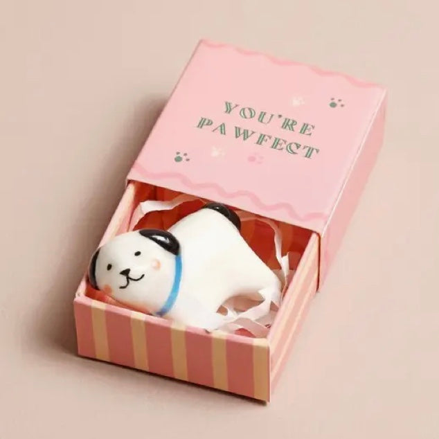 Tiny Matchbox Ceramic Dog Token