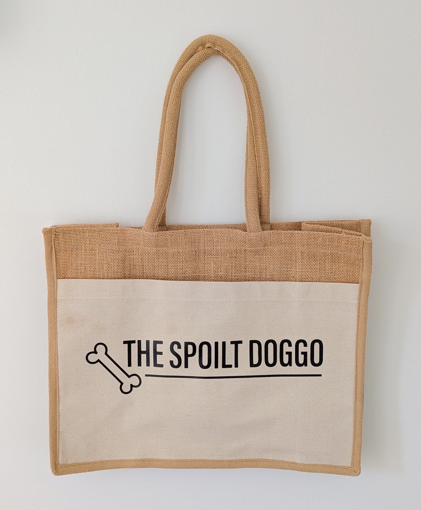 The Spoilt Doggo Premium Cotton Pocket Natural Starched Jute Shopper