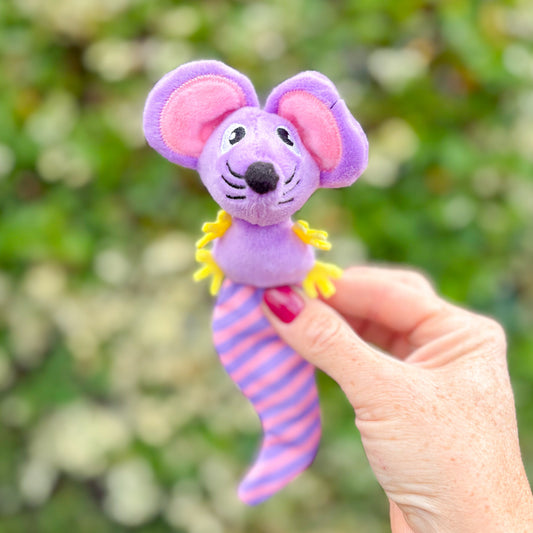 🐈‍⬛ Little&Lively Cat | Long Crinkle Tail Purple Mouse 🐭