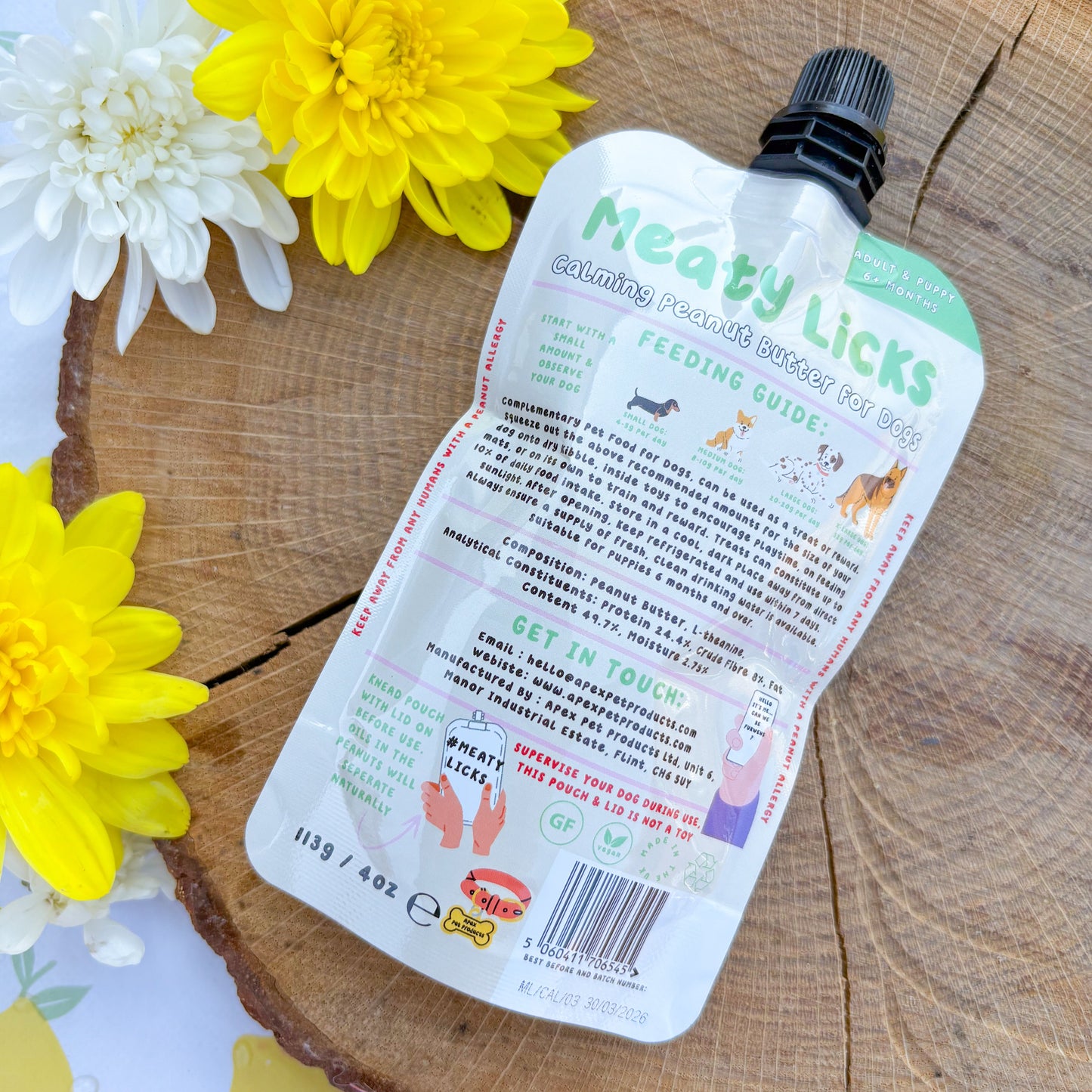 Meaty Licks Squeezy Peanut Butter Pouch | Calming