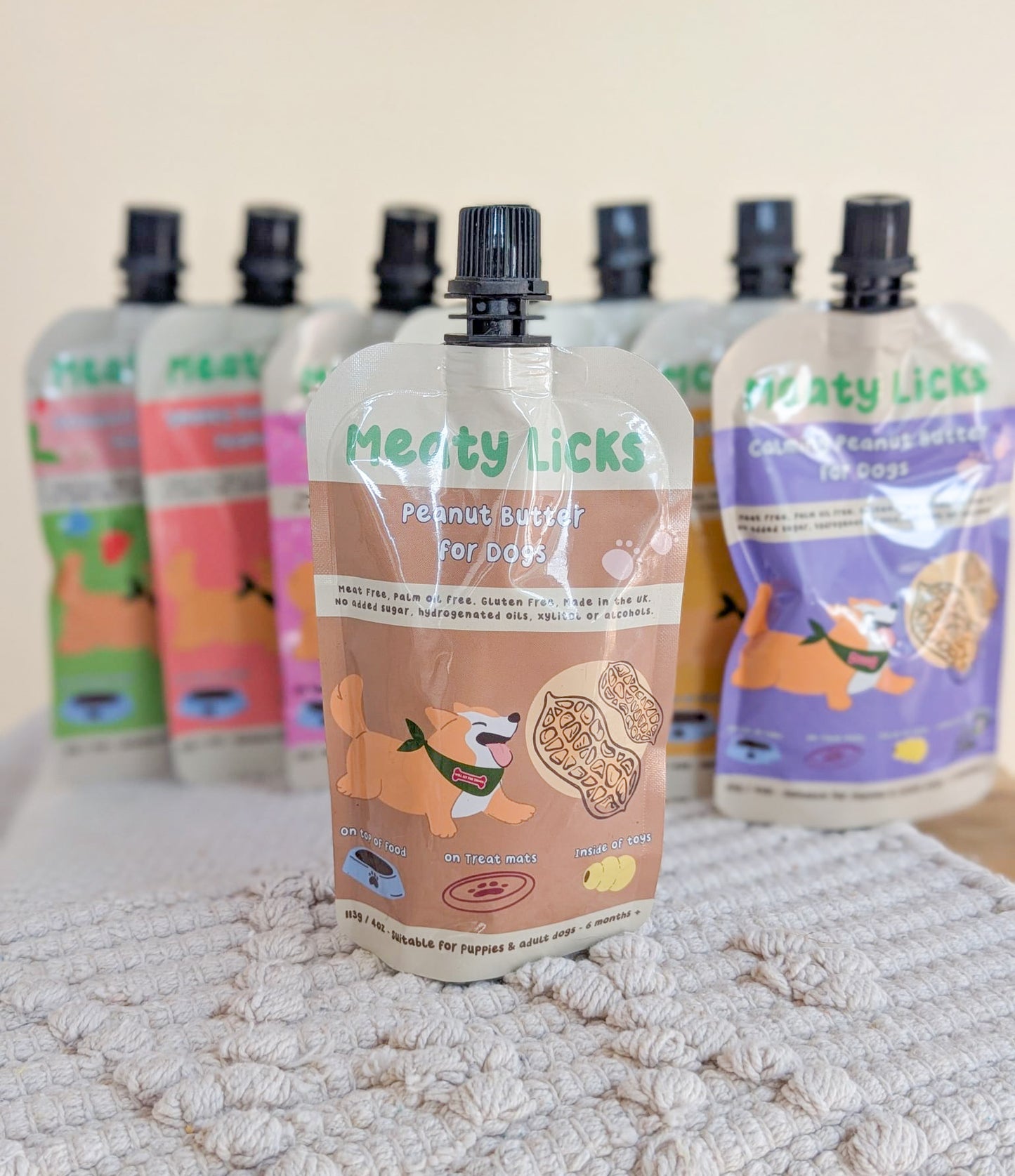Meaty Licks Squeezy Peanut Butter Pouches | NEW FLAVOURS