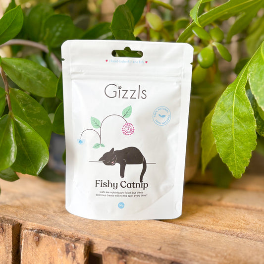 🐟 Gizzls Fishy Catnip Treats | Fresh Mackerel with Flaxseed, Turmeric & Catnip 😻