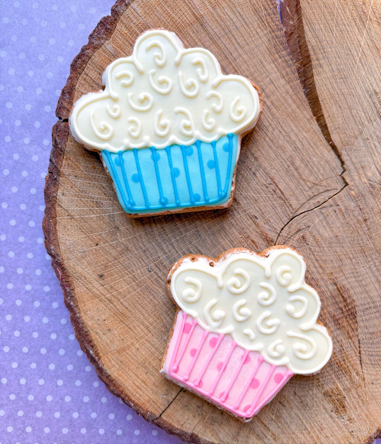 Nelson's Treats Birthday Cupcake Biscuit | Blue & Pink