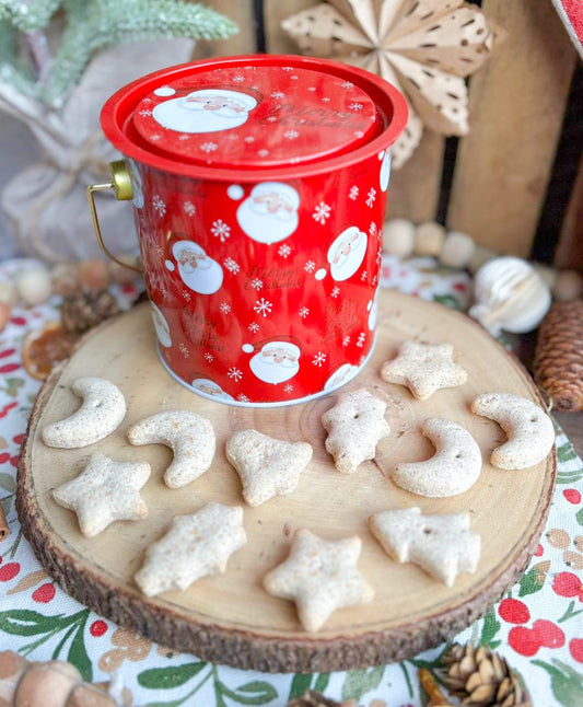 Santa 'Merry Christmas' Round Tin Filled With Christmas Biscuits