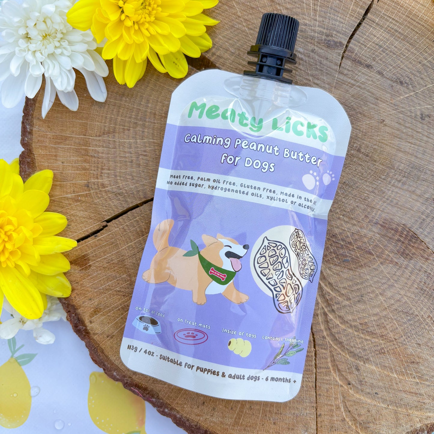 Meaty Licks Squeezy Peanut Butter Pouch | Calming