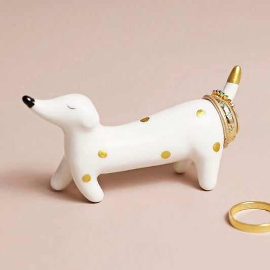 Ceramic Sausage Dog Ring Holder