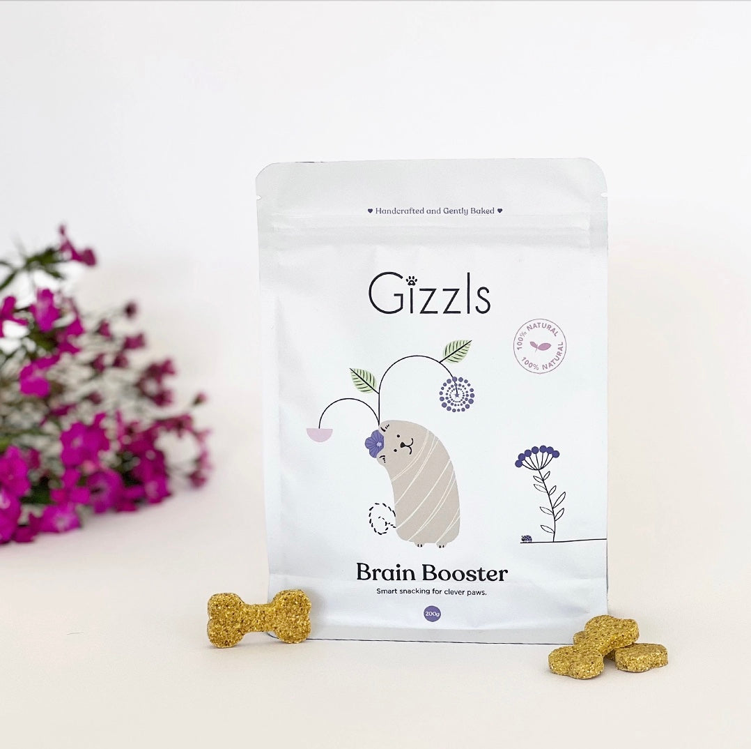 Gizzls Brain Booster Dog Treats | Peanut Butter & Blueberry *NEW BIGGER SIZE