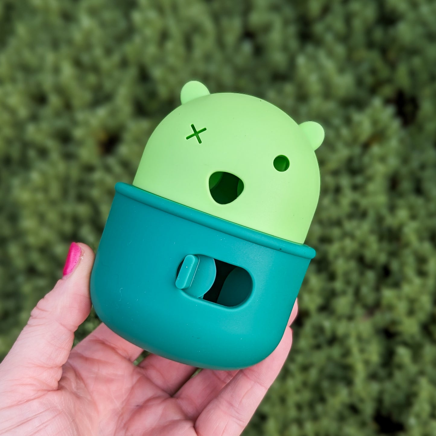 Cute Bear Treat Dispenser & Slow Feeder Combo | Lime & Forest Green