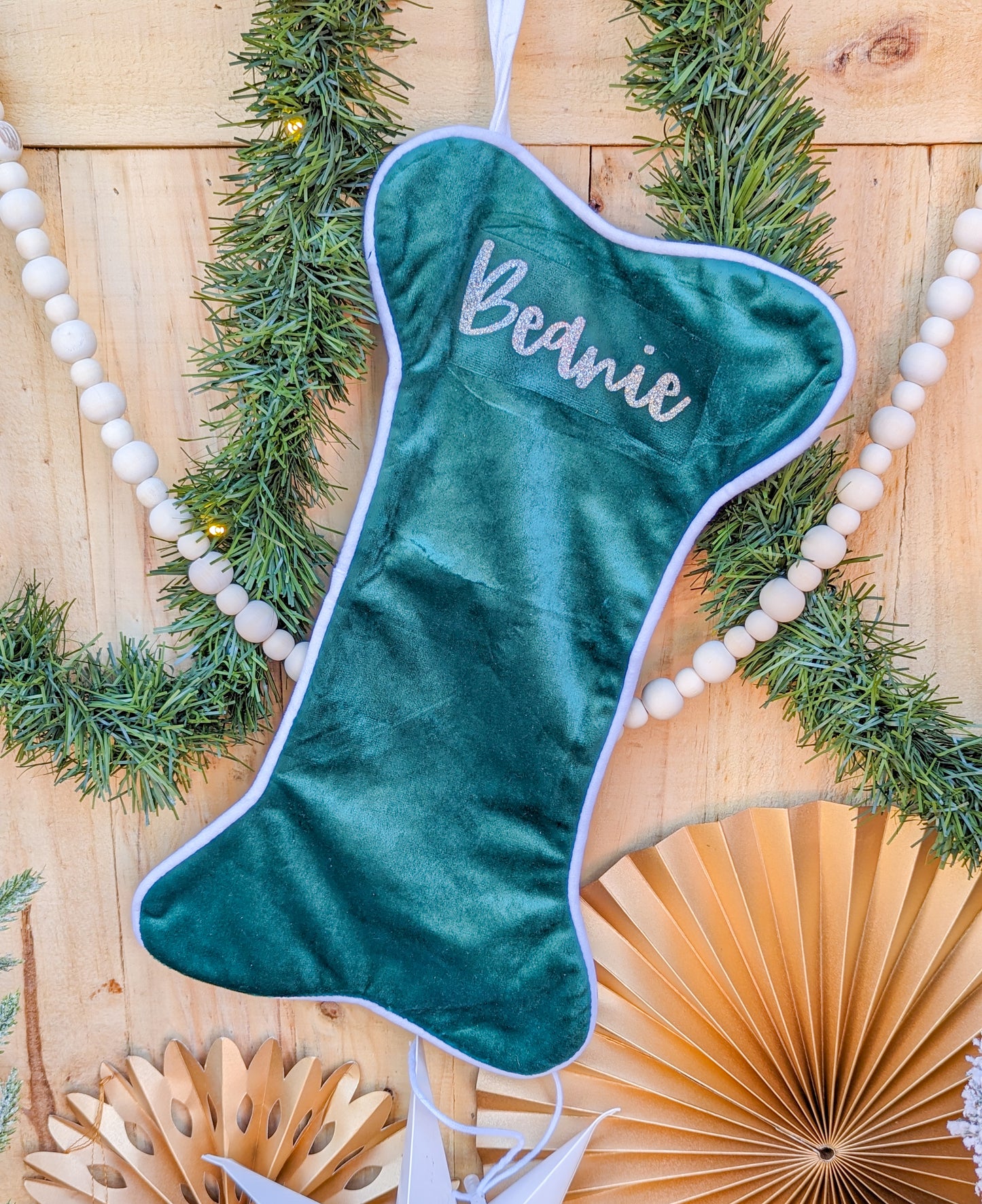 Velvet Christmas Stocking With Scallop Trim | Personalisation Optional