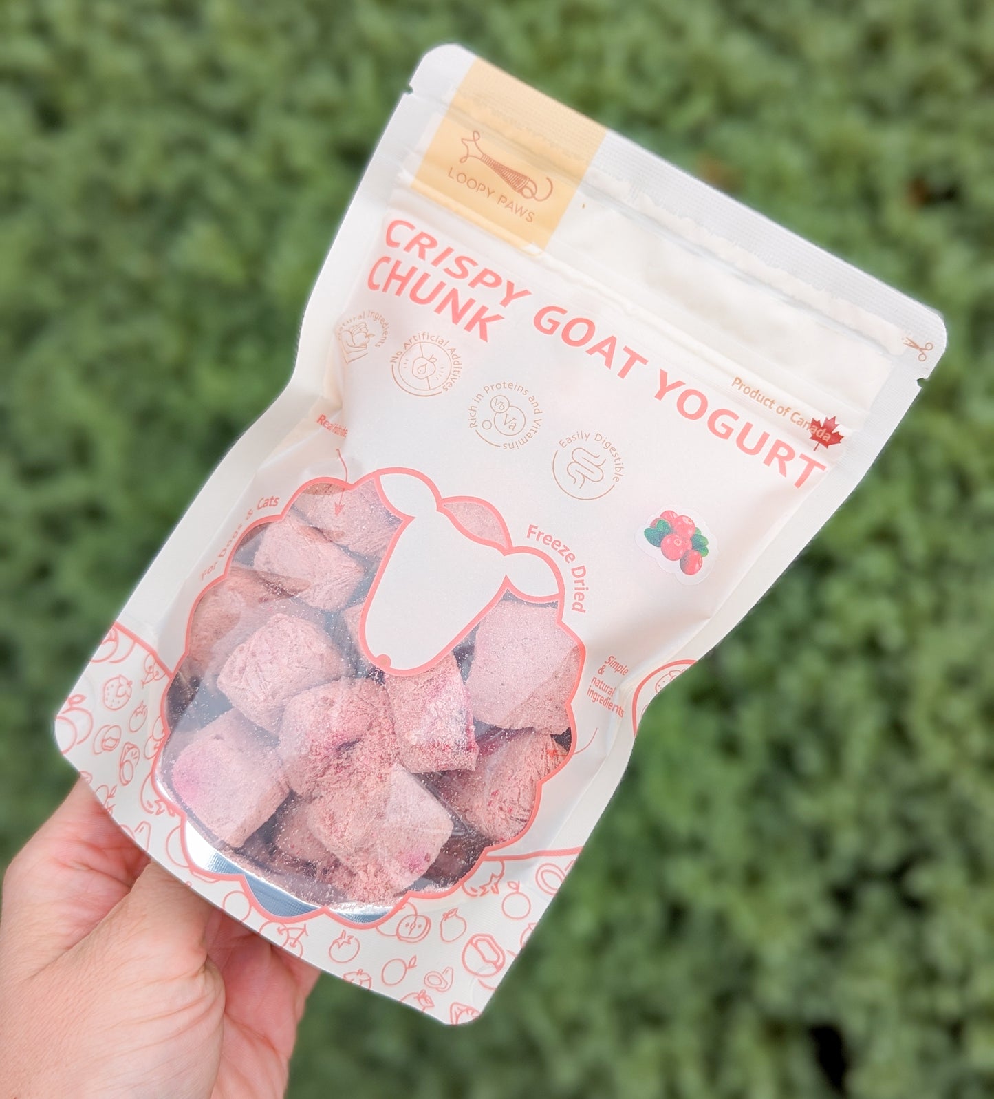 Loopy Paws | Crispy Freeze-Dried Goat Yogurt Treats | Cranberry