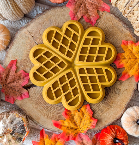 Autumnal Enrichment | Waffle Flower Heart Slow Feeder | Mustard