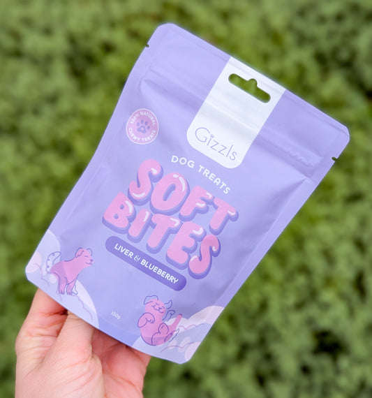 Gizzls Soft Bites Dog Treats | Liver & Blueberry