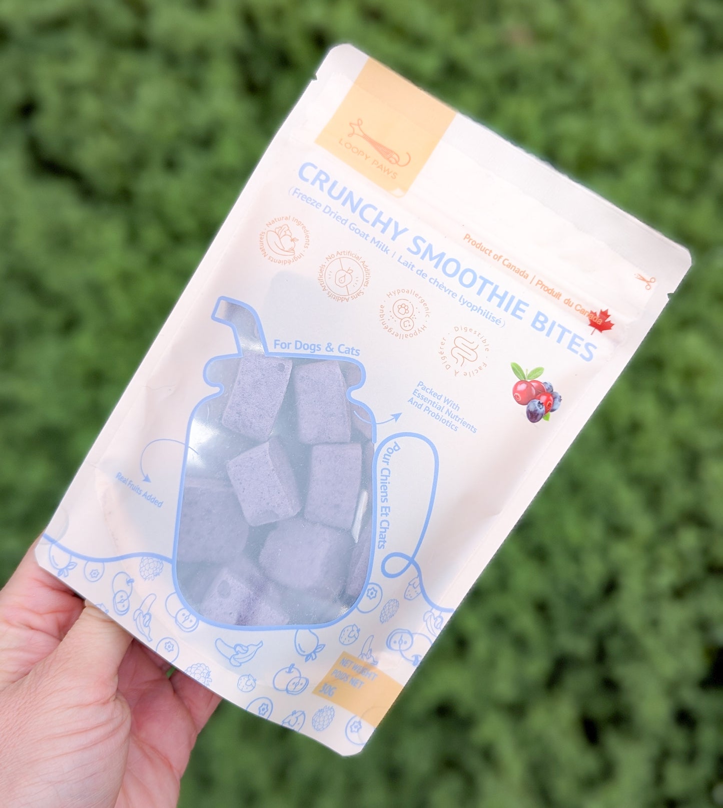 Loopy Paws | Crunchy Freeze-Dried Goat Yogurt Smoothie Bites | Mixed Berry