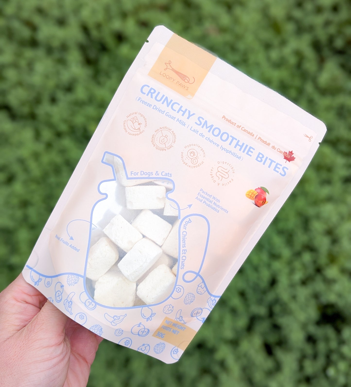 Loopy Paws | Crunchy Freeze-Dried Goat Yogurt Smoothie Bites | Mango & Apple