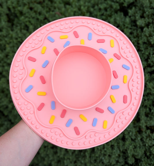 Large Donut Lick Mat With Bowl | Strawberries & Cream