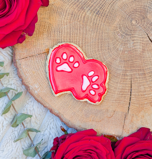 "Paws To My Heart" | Nugget's Nibbles Iced Valentine's Cookie