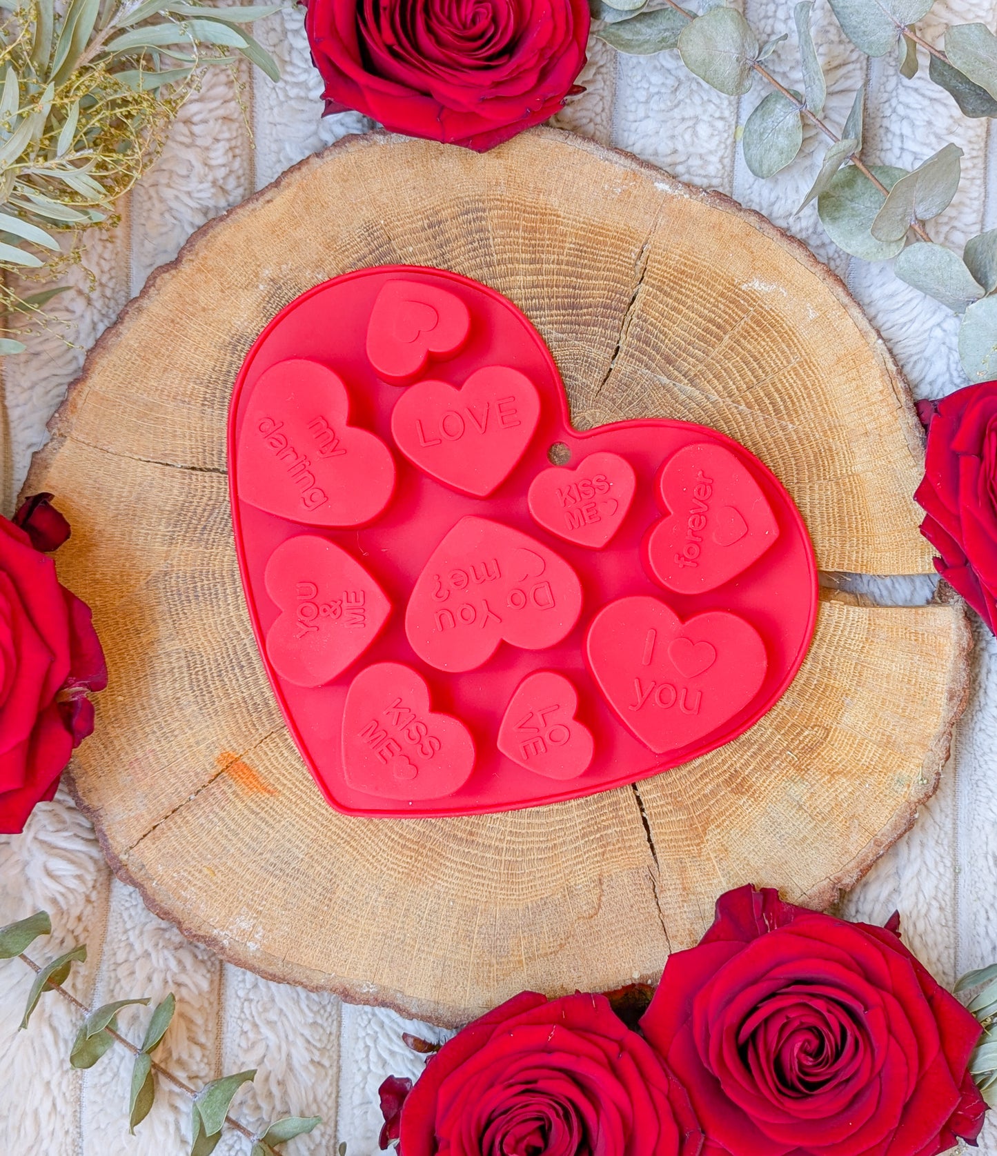 Red Heart Moulds With Cute Messages