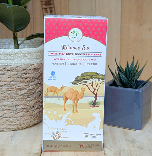 Pawfect Nature's Sip For Dogs | Camel Milk With Apple, Coconut, Beetroot & Mint | 30 Single Serve Sachets