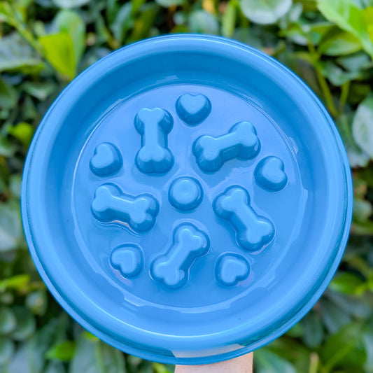 Bone & Heart Design Round Slow Feeder | Three Colours