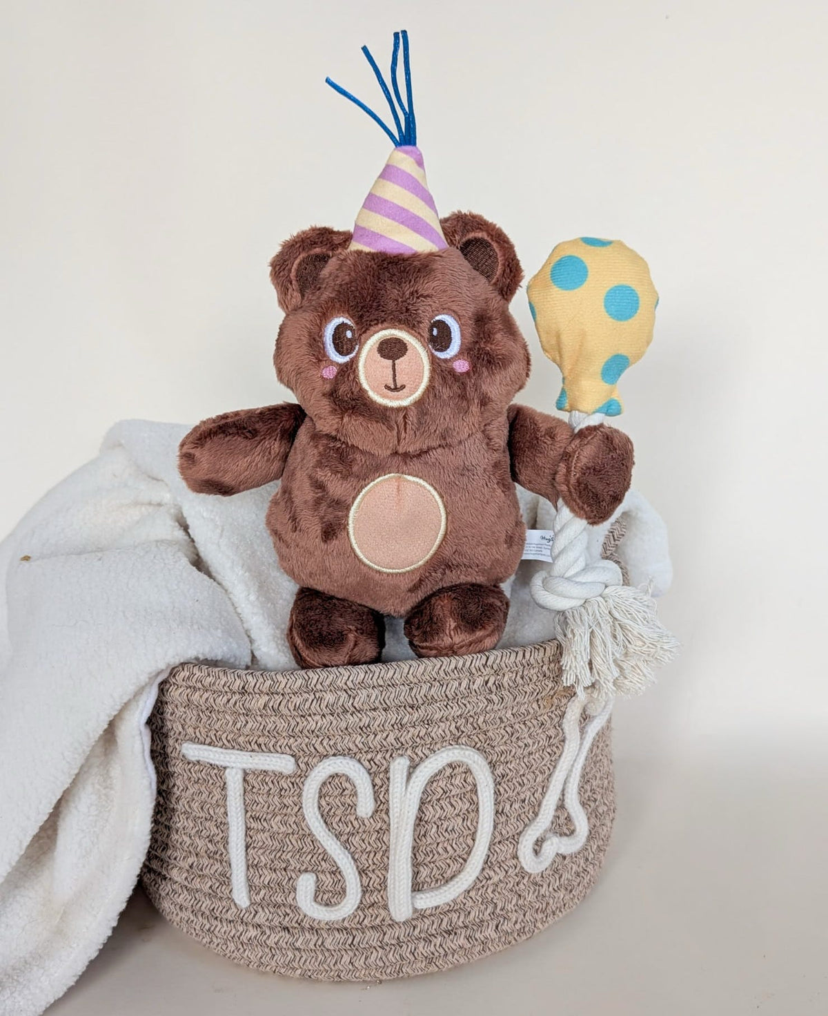 Hugsmart Birthday Party Bear Plush & Rope Toy
