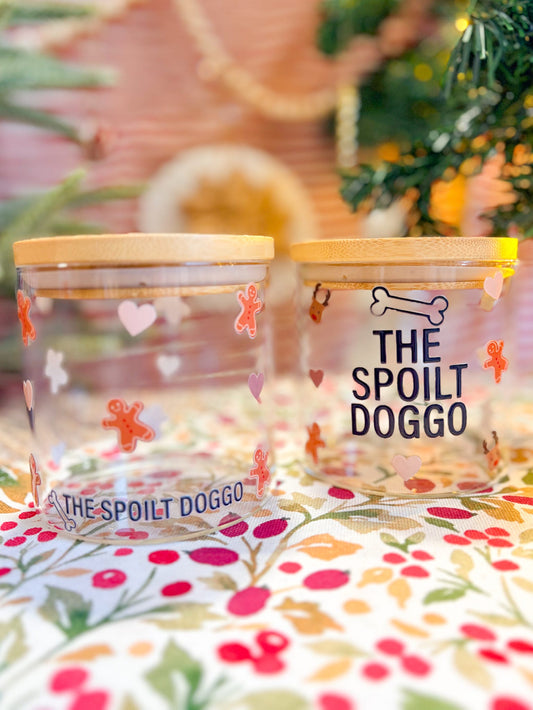 The Spoilt Doggo Christmas Glass Treat Jar