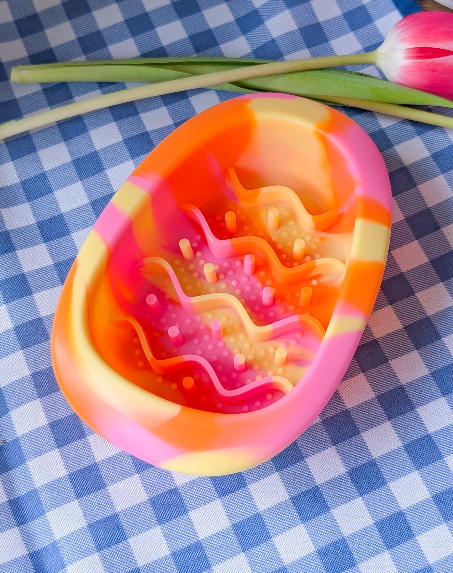 Multicolour Small Egg Shaped Slow Feeder Bowl