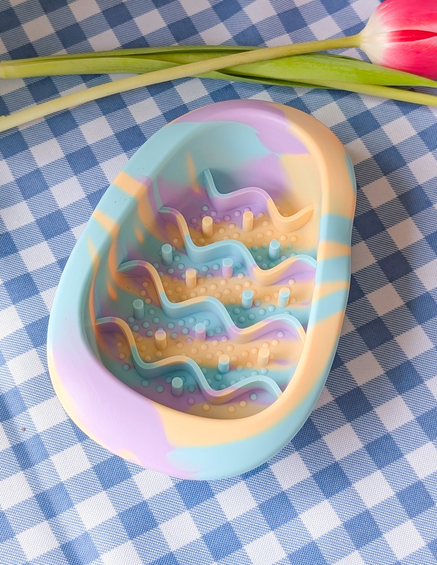 Multicolour Small Egg Shaped Slow Feeder Bowl