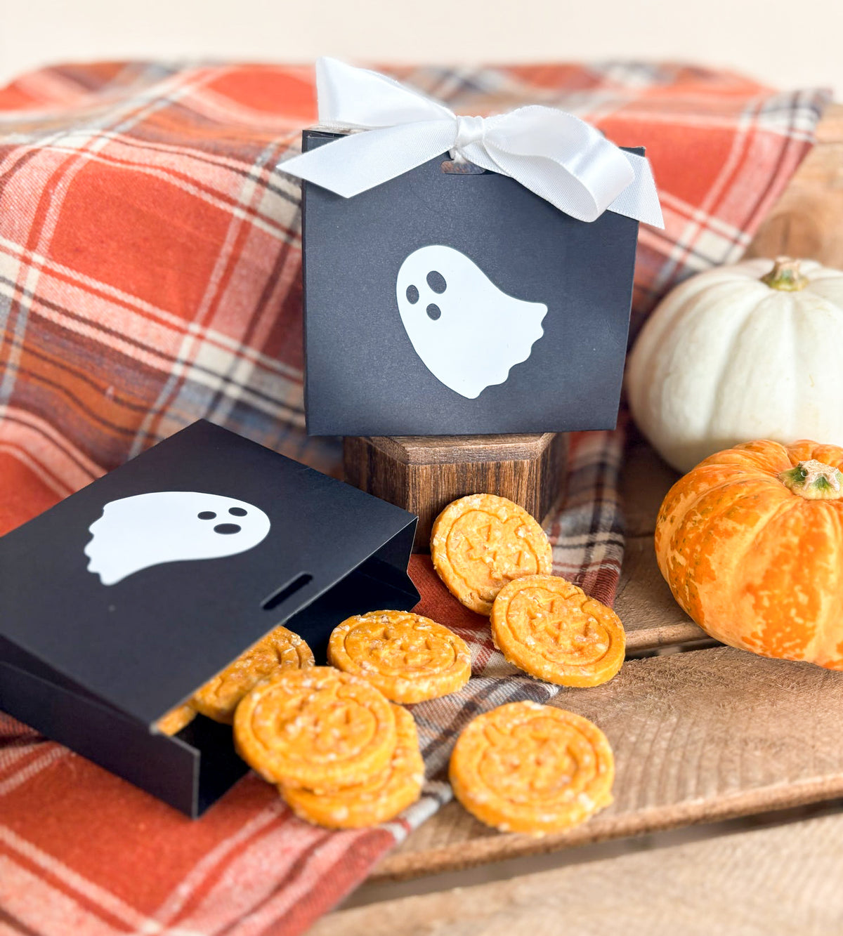 Spooky Ghost Gift Box Filled With Chicken & Pumpkin Cookies 🎃🍪