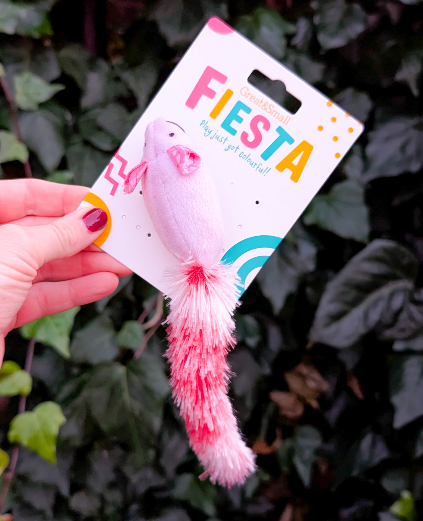 🐈‍⬛ Great&Small Fiesta | Pink & Purple Mouse with Long Tail Cat Toy 🐭