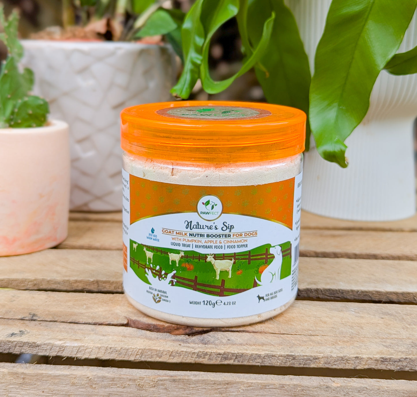 Pawfect Nature's Sip For Dogs | Goat Milk With Pumpkin, Pumpkin Seeds, Apple & Cinnamon | 2 Sizes